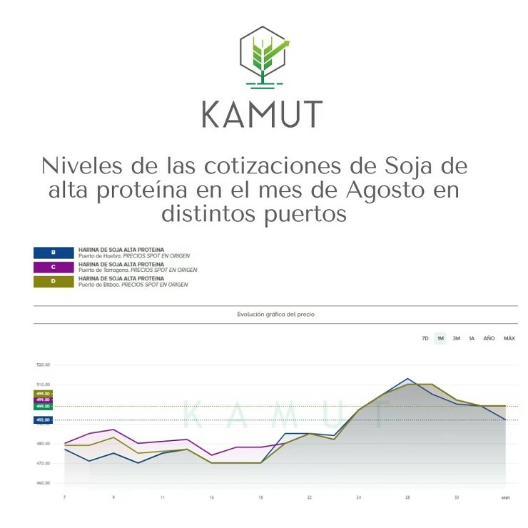 Precios del cereal en España la última semana de Agosto.